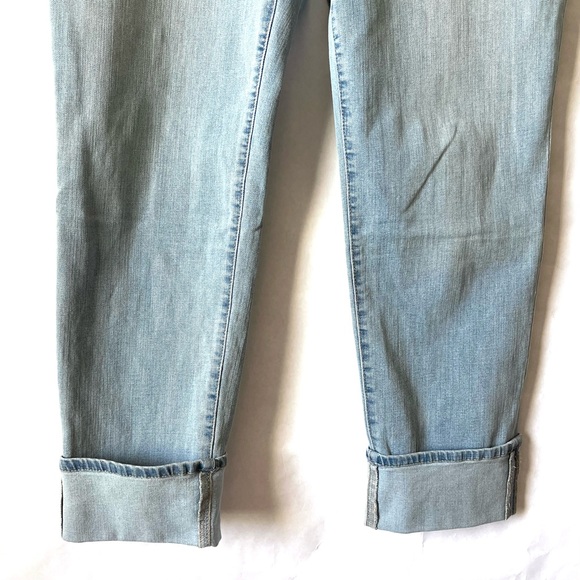 Chico’s So Slimming Girlfriend Ankle Blue Jeans Sequin Patch Cuffed Size 10 - Picture 4 of 13